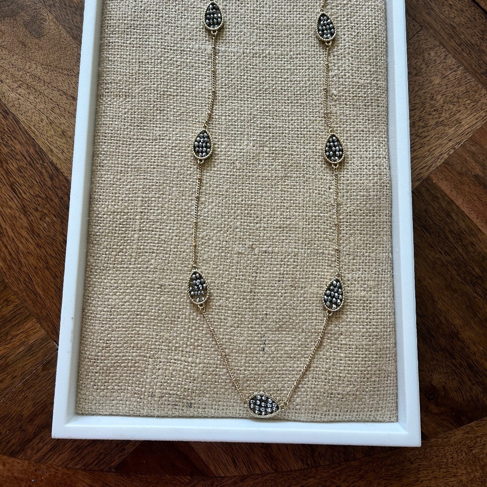 20” Gold Tone  and Gray Crystal Necklace